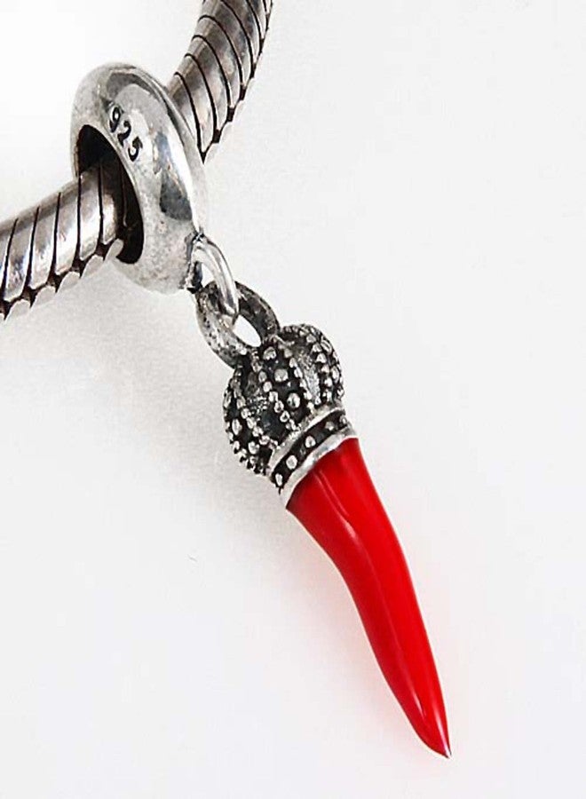 LAMOONY Red Horn Charm 925 Sterling Silver Crown Charm Red Pepper Charm Chilli Charm for Bracelet - Image 3